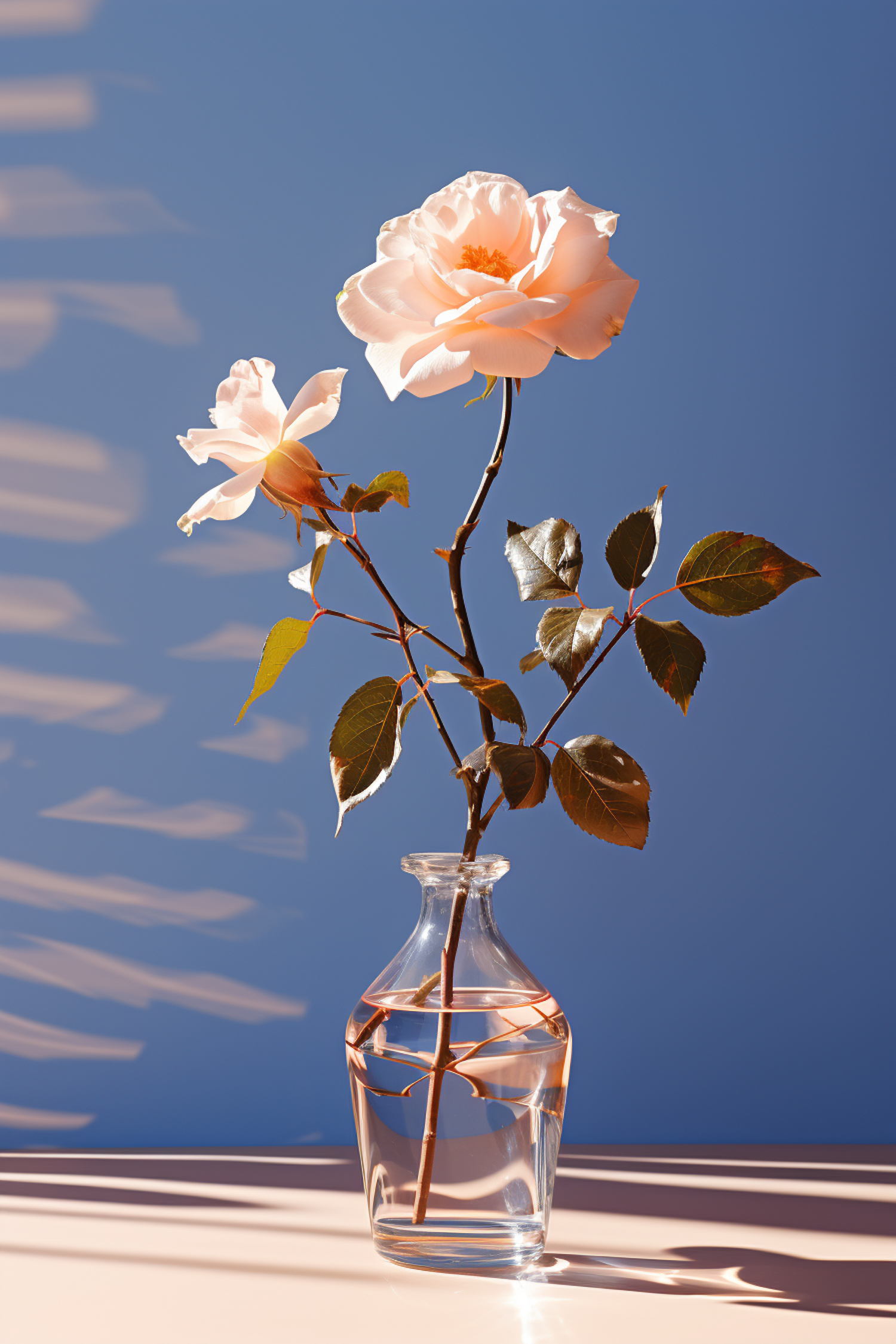 Ethereal Peach Rose in Glass Vase