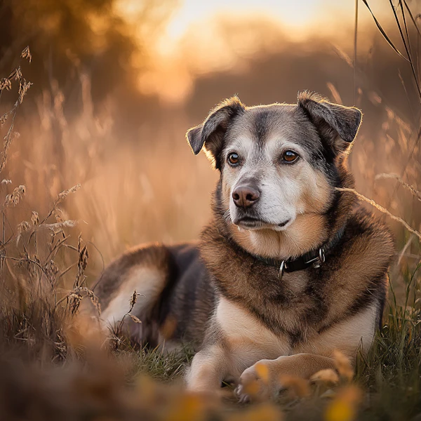 Dog in Golden Field