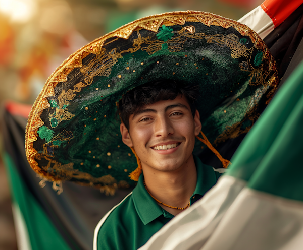 Smiling Young Man in Decorated Sombrero