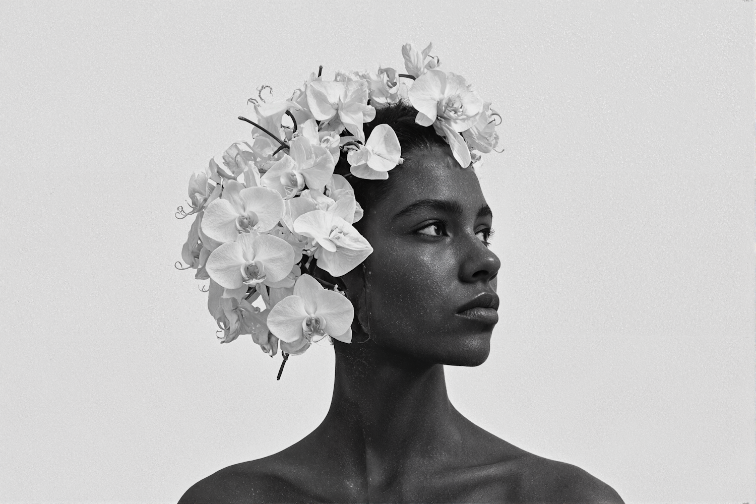 Serene Portrait with Flowers