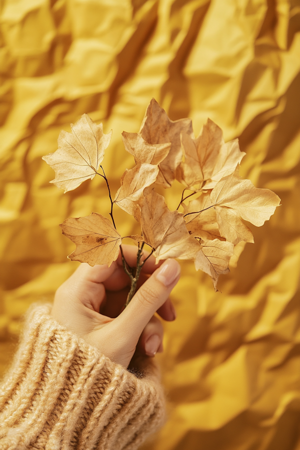 Hand Holding Dried Leaves