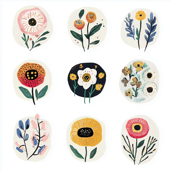 Floral Illustration Grid