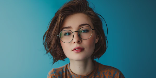 Thoughtful Woman with Green Eyes