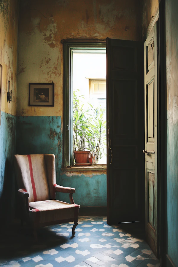 Rustic Interior with Vintage Armchair