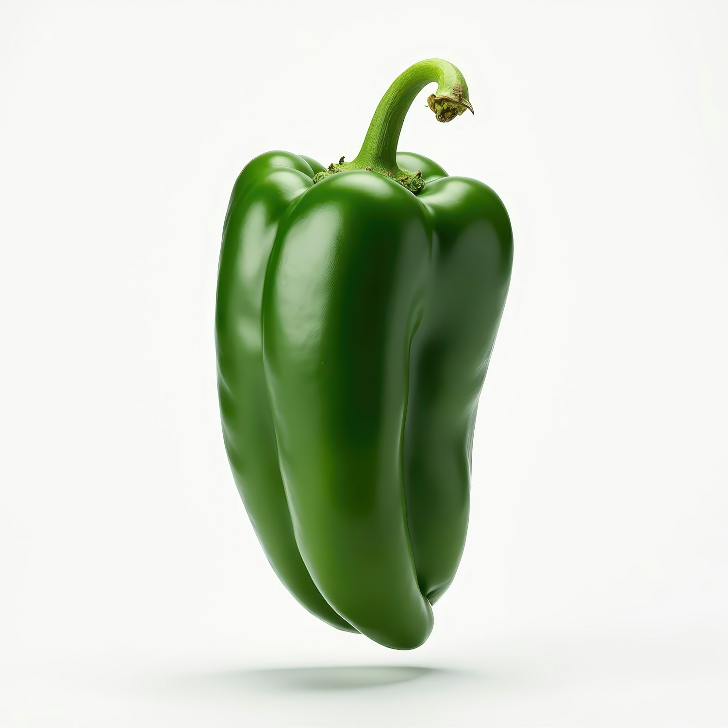 Green Bell Pepper on White Background