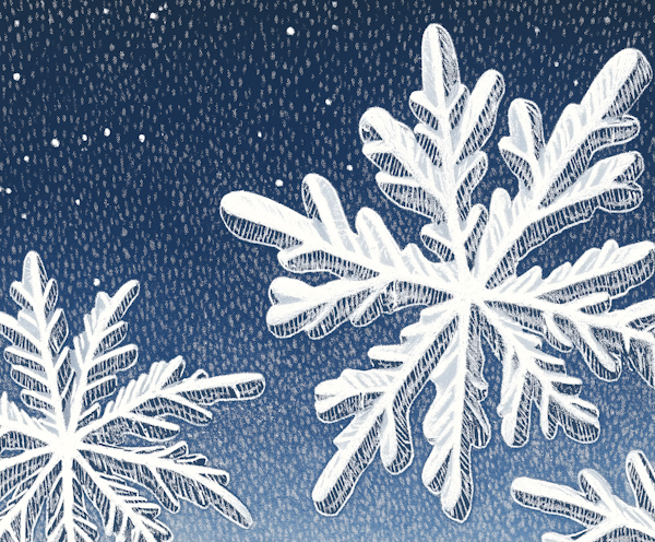 Intricate Snowflakes on Blue Background