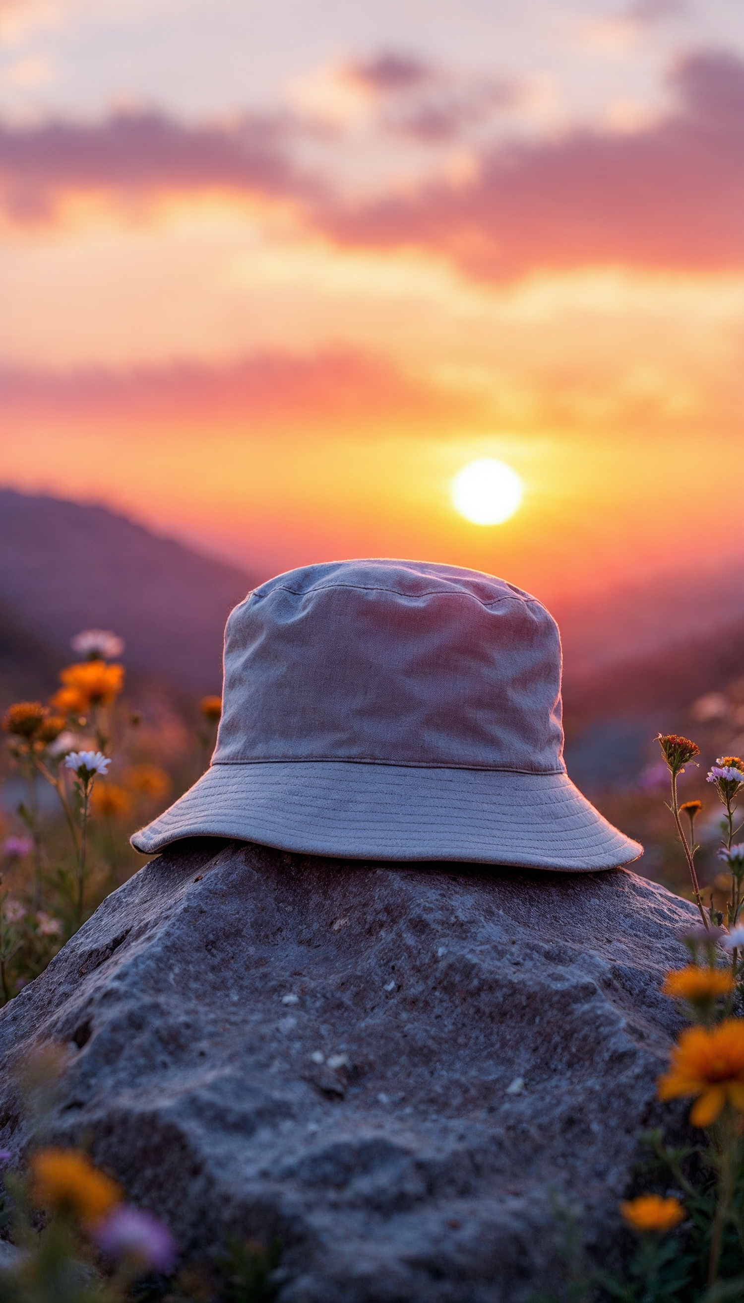 Sunset Bucket Hat on Rock