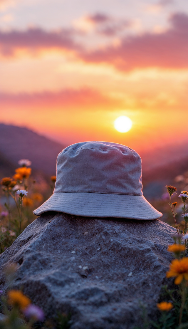 Sunset Bucket Hat on Rock