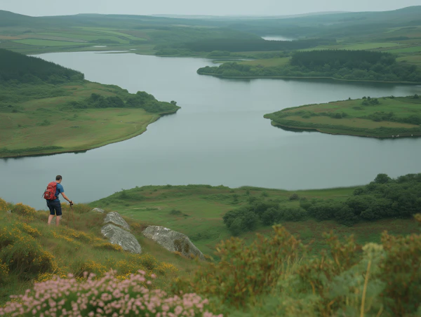 Hiker Overlooking Lake
