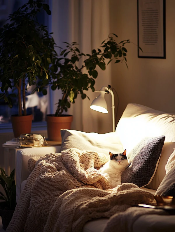 Cozy Indoor Scene with Cat