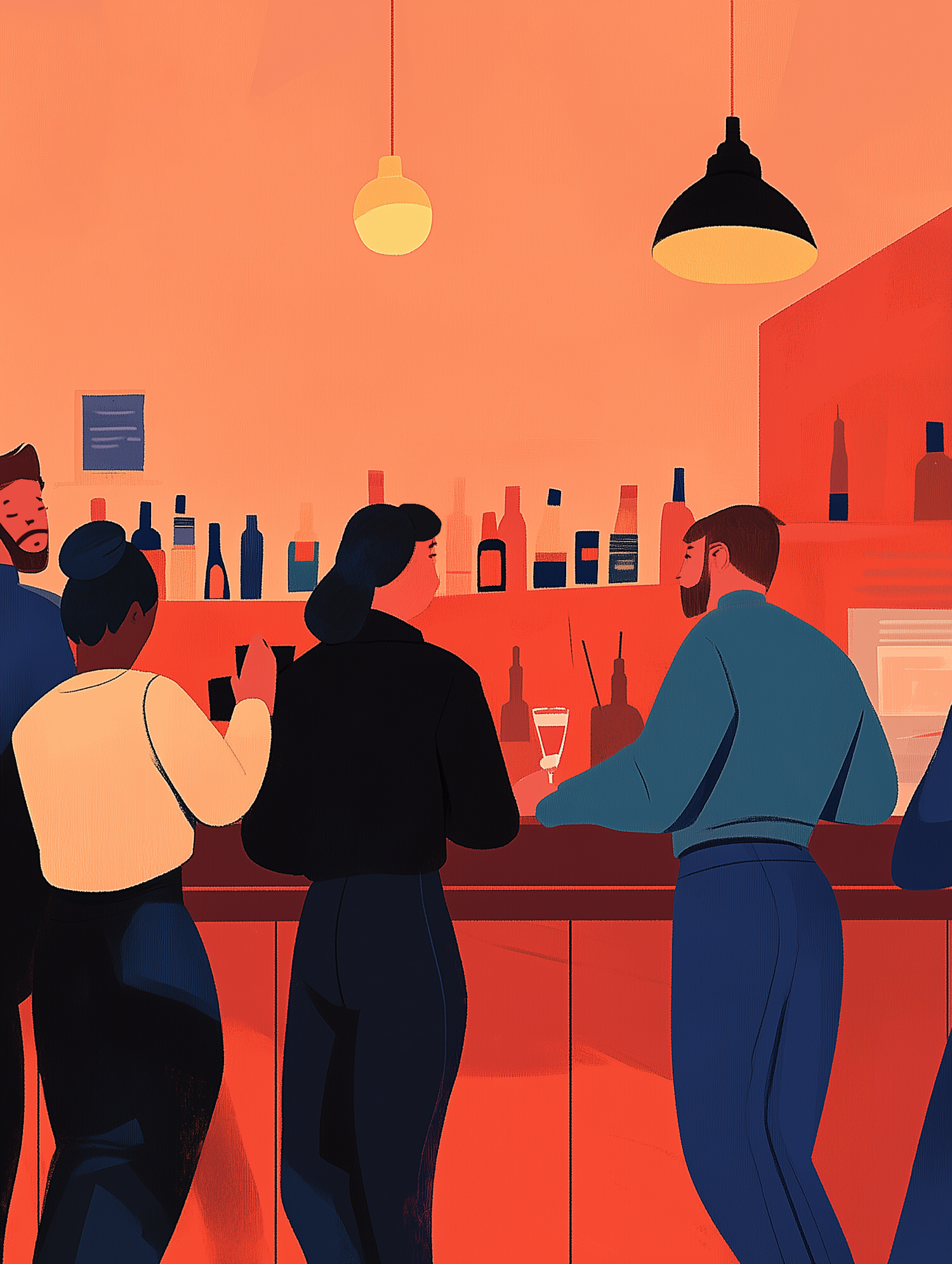 Cozy Bar Gathering Illustration