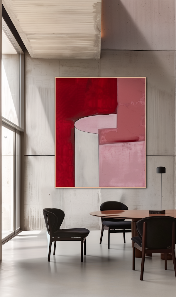 Modern Minimalist Interior with Abstract Painting