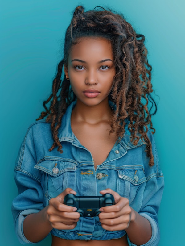 Young Woman Playing Video Game