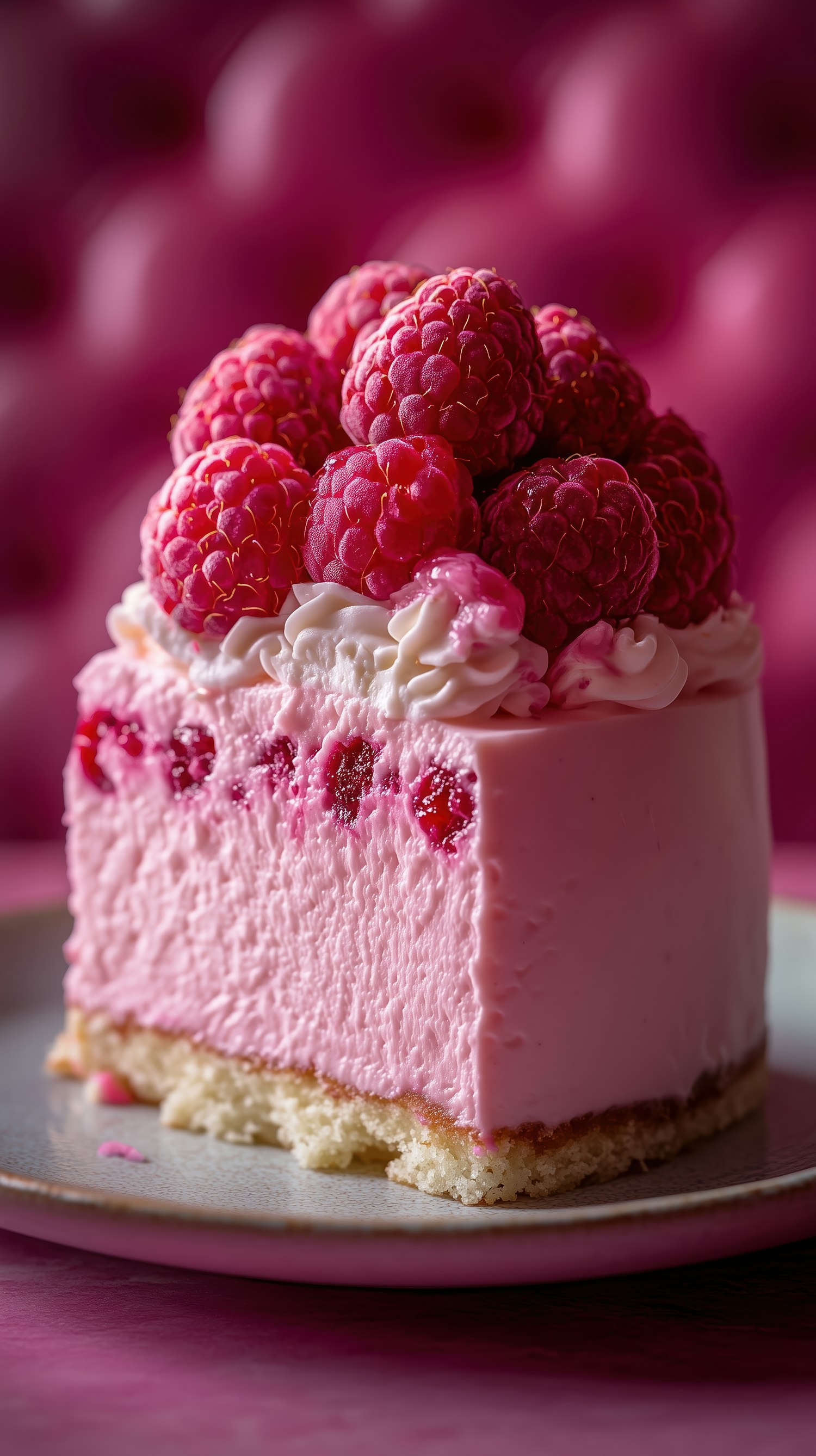 Pink Cake with Raspberries