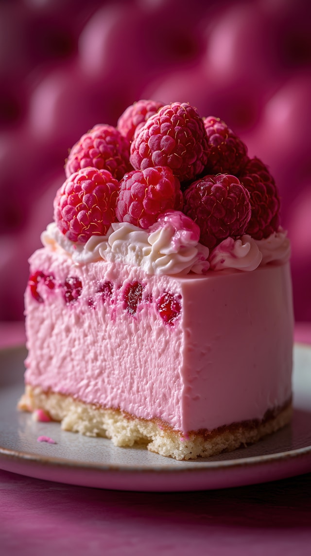 Pink Cake with Raspberries