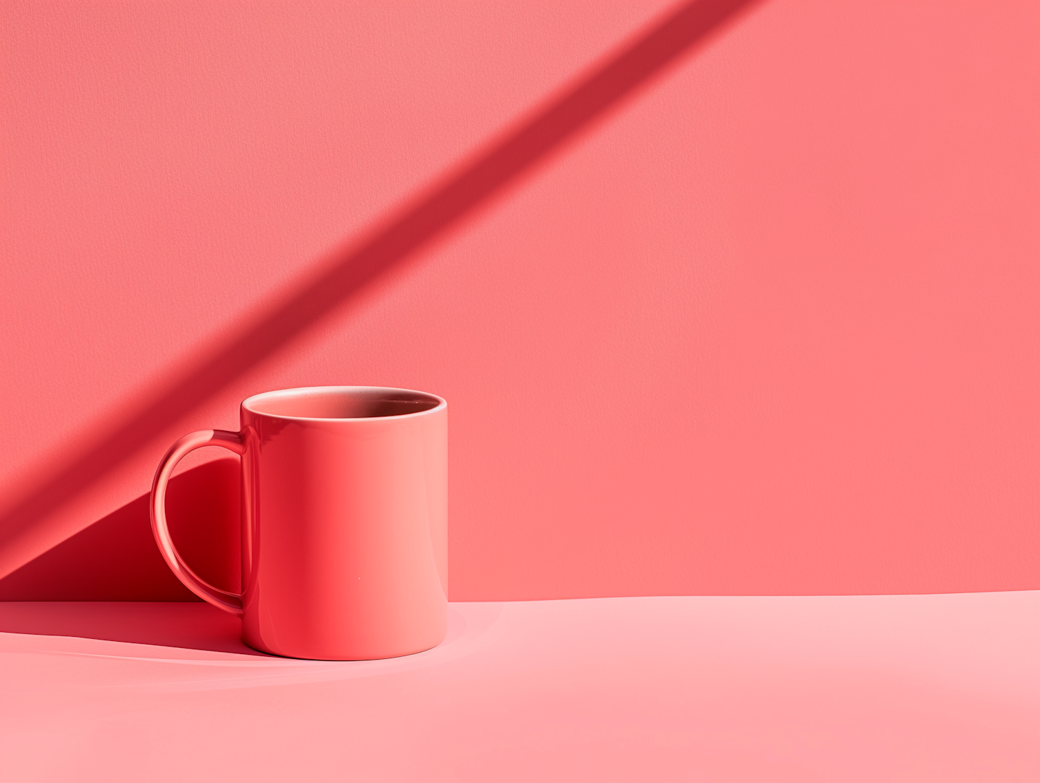 Coral Colored Mug on Coral Background