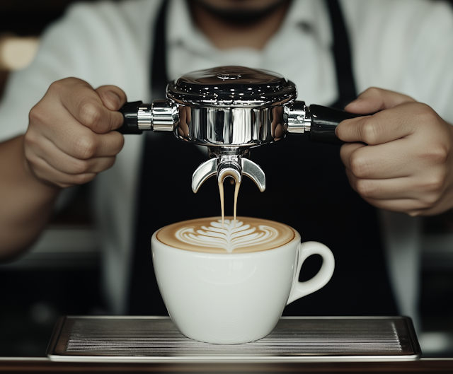 Expert Barista Pouring Espresso