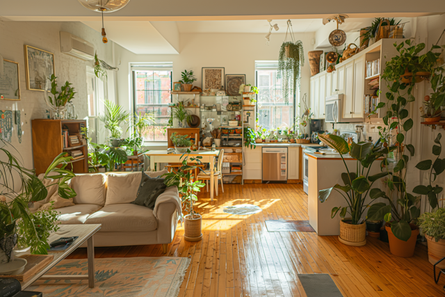 Cozy Plant-Filled Living Space Interior