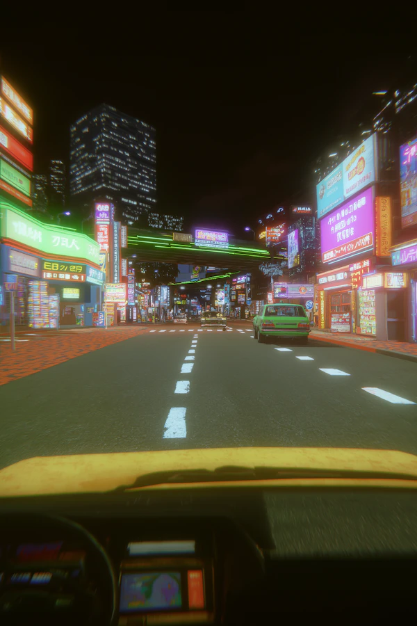 Neon Night Street Scene