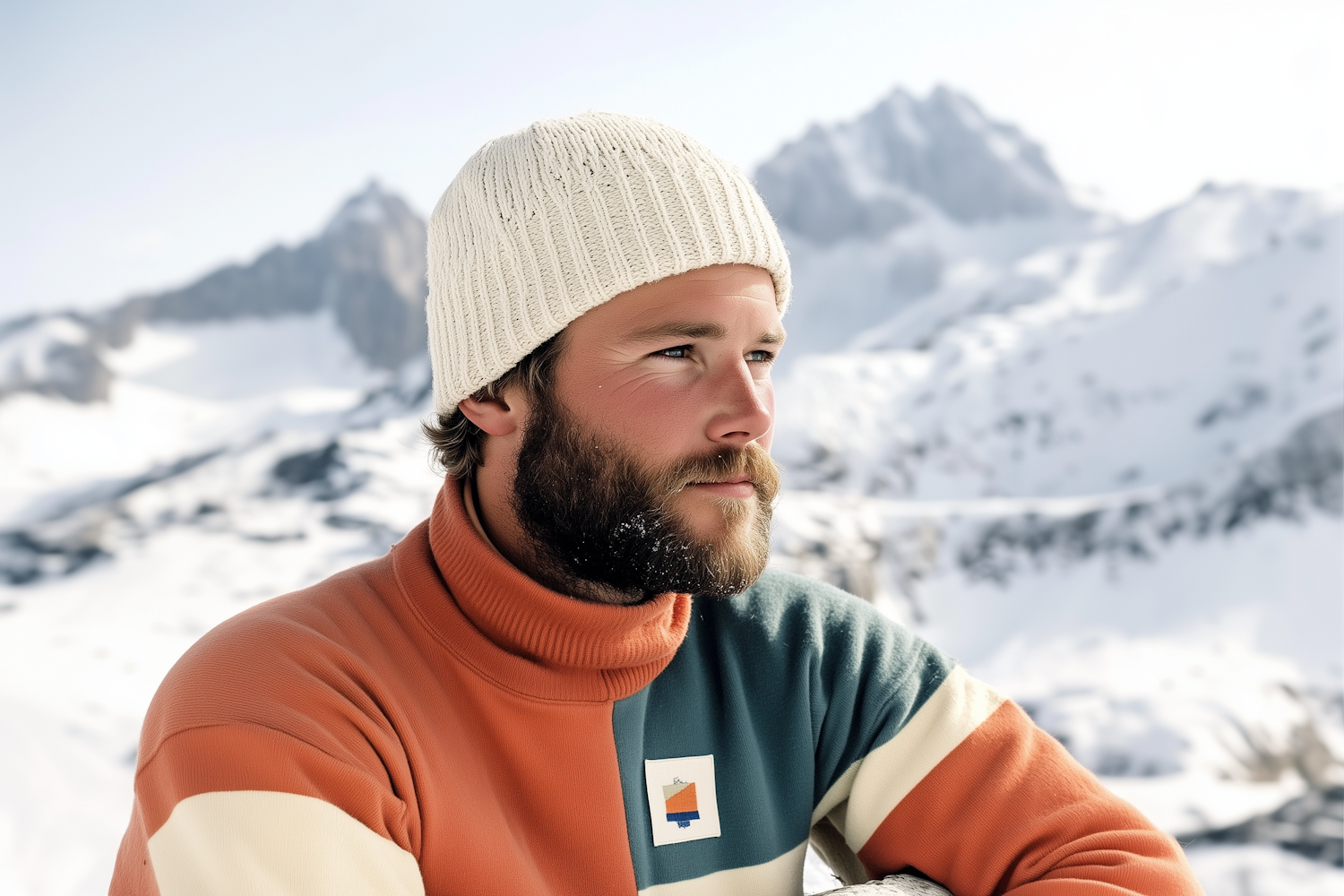 Contemplative Man in Winter Landscape