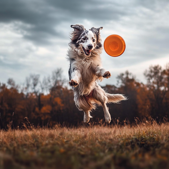 Dog Leaping for Frisbee