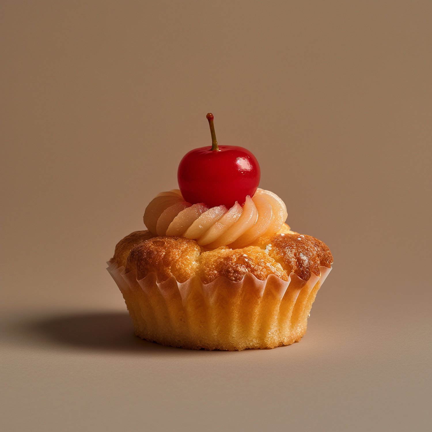 Appetizing Cupcake with Cherry on Top