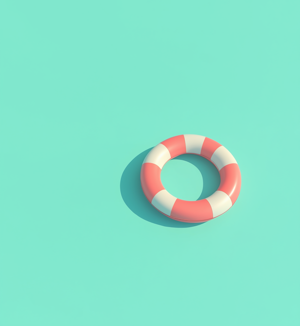 Isolated Lifebuoy on Turquoise Background