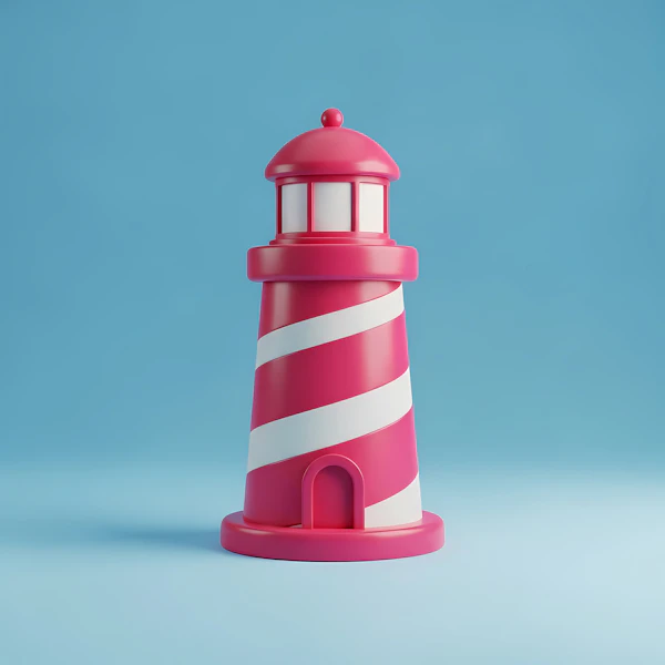 Whimsical Pink Lighthouse