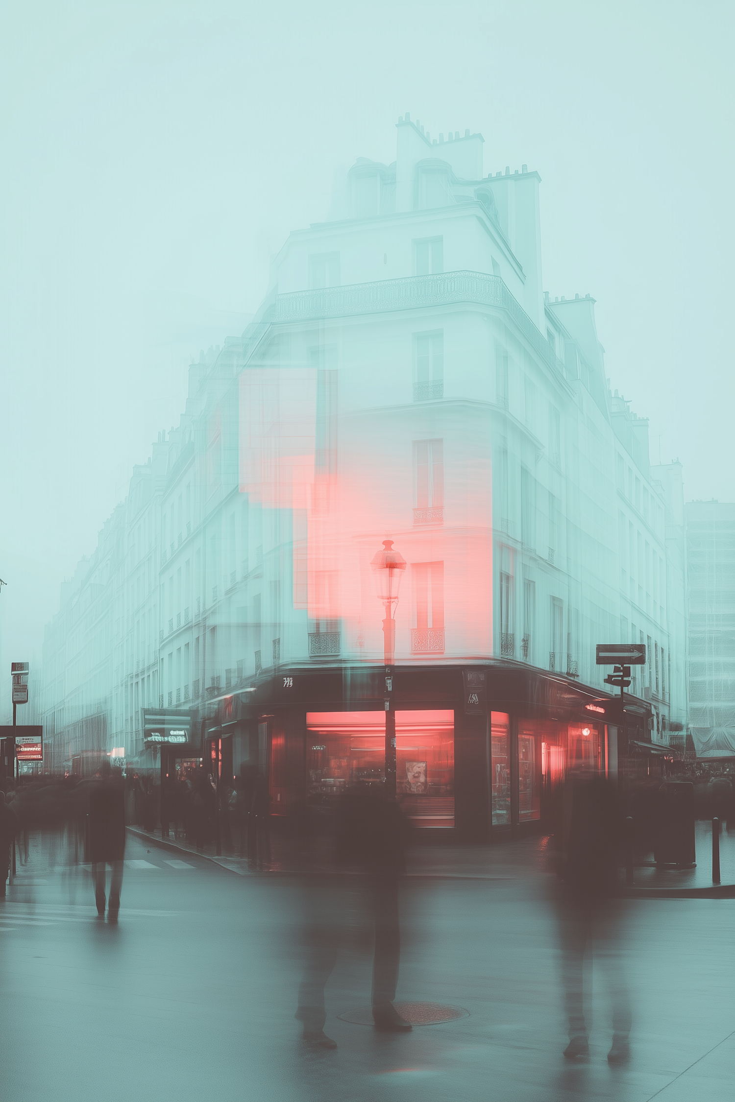 Misty Urban Street Scene