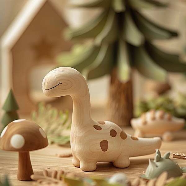 Wooden Toy Dinosaur and Friends