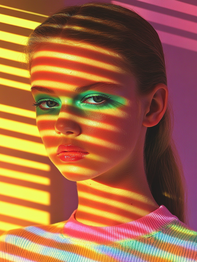 Vibrant Light Patterns Portrait