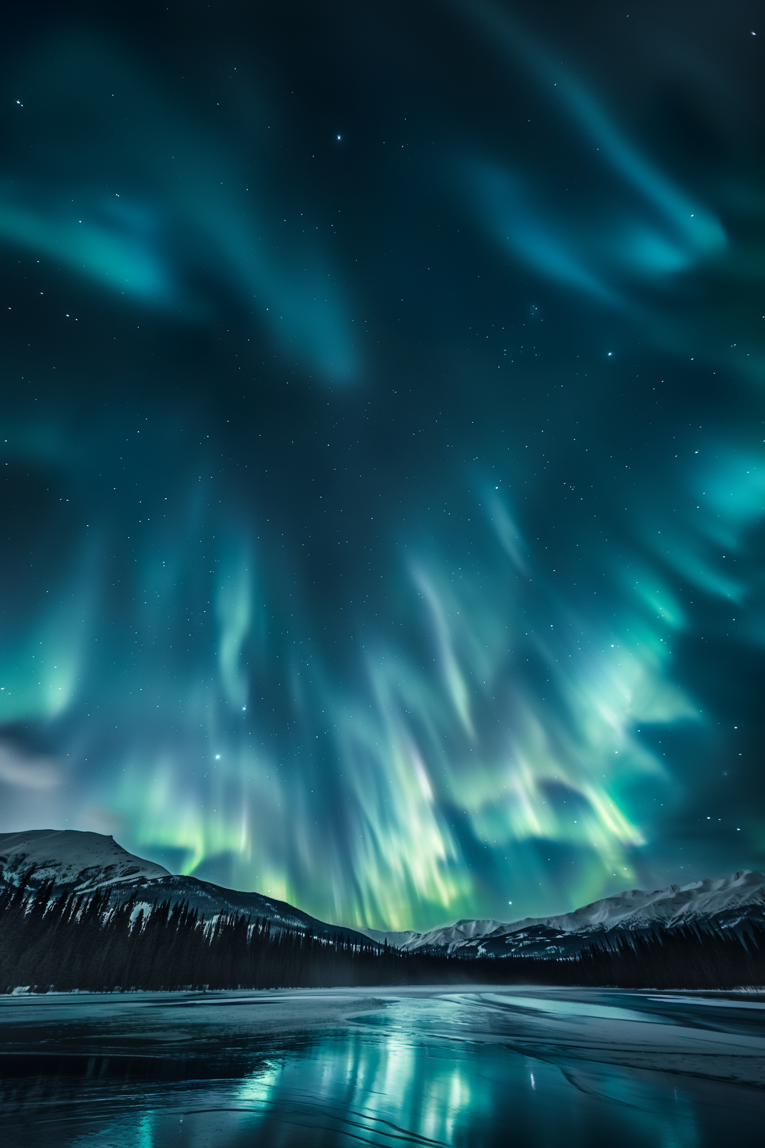 Spellbinding Northern Lights Over Snowy Landscape