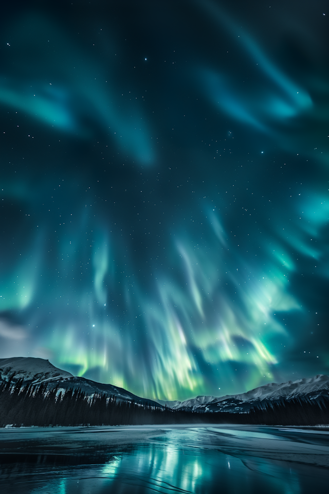 Spellbinding Northern Lights Over Snowy Landscape