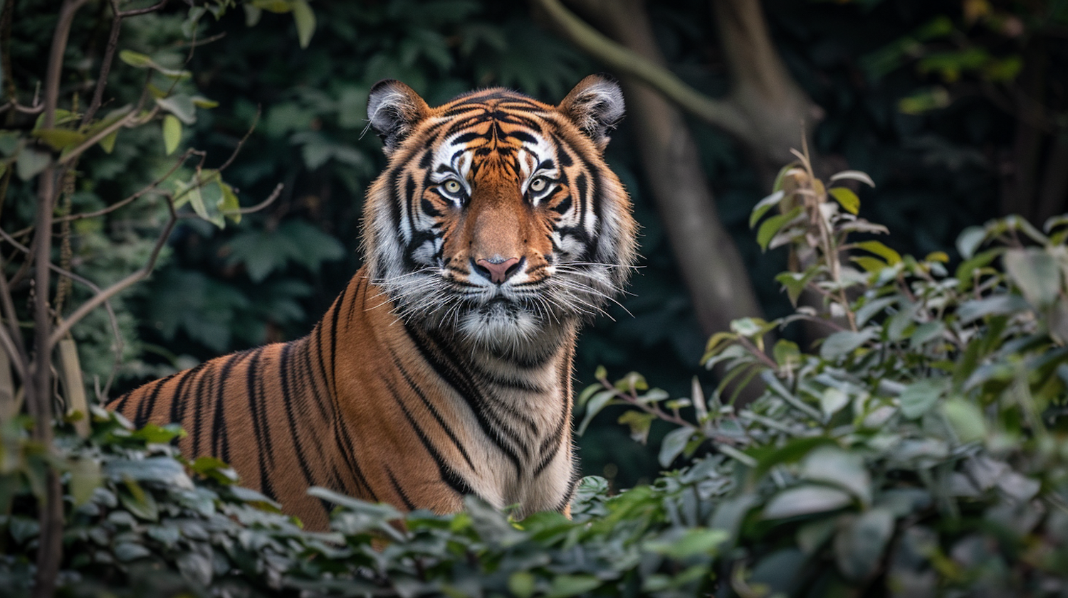 Majestic Tiger in Lush Foliage