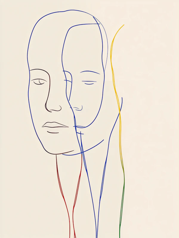 Minimalist Line Drawing of a Human Face