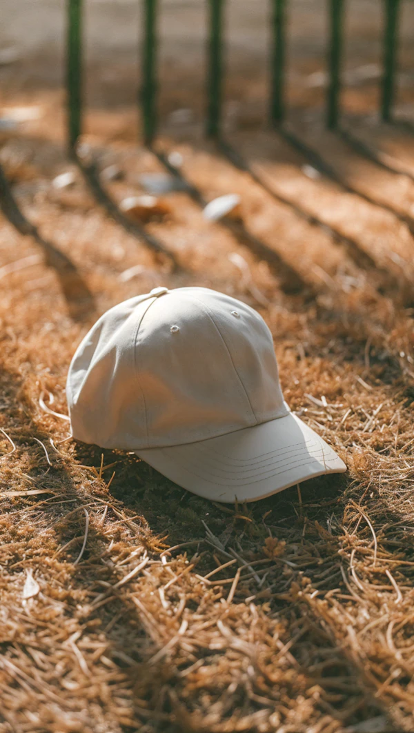 Beige Baseball Cap on Grass