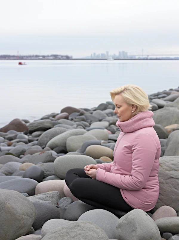 Serene Reflections on a Rocky Shore