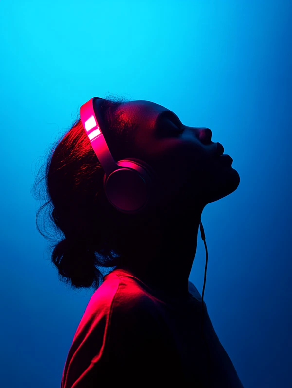 Neon Headphone Silhouette