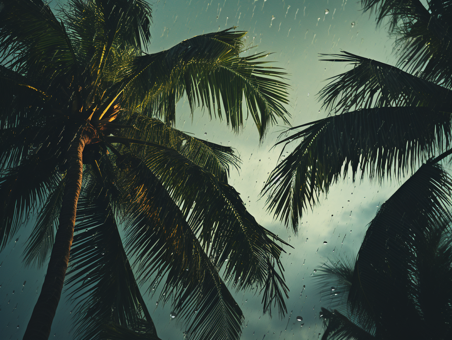 Tropical Serenity in the Rain at Twilight