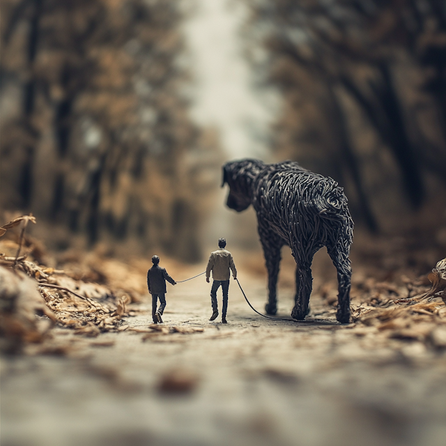 Miniature Figures Walking Wire Dog