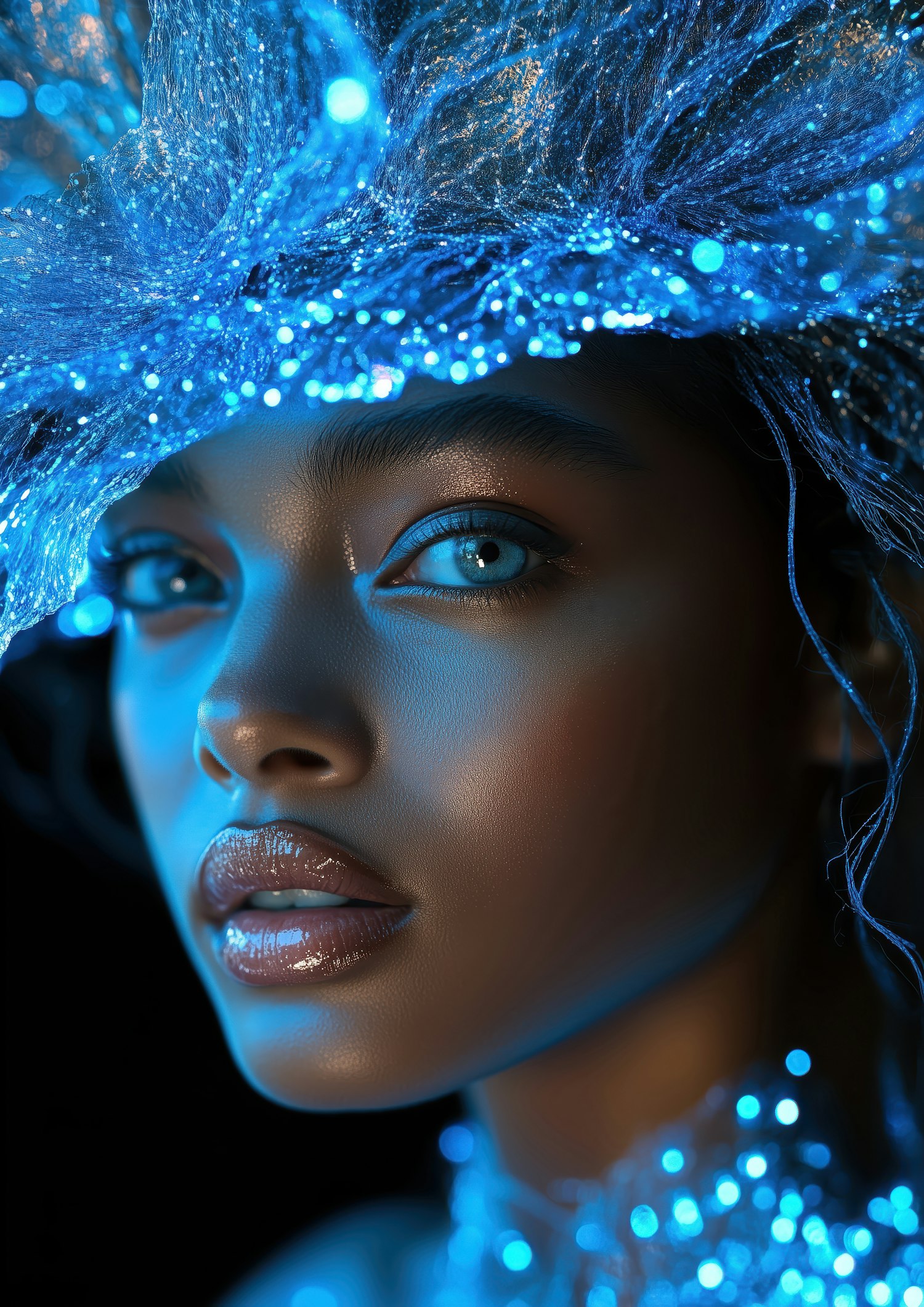 Futuristic Portrait with Blue Light