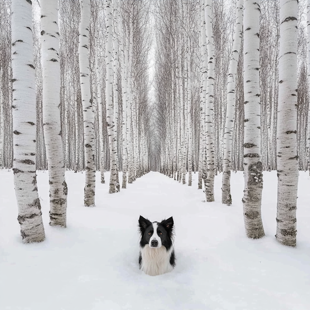 Serene Winter Scene with Dog