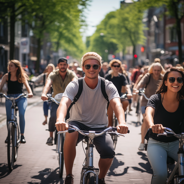 Sunny City Bike Ride with Friends