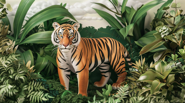 Tiger in Lush Greenery