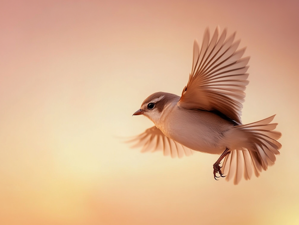 Bird in Flight at Sunrise