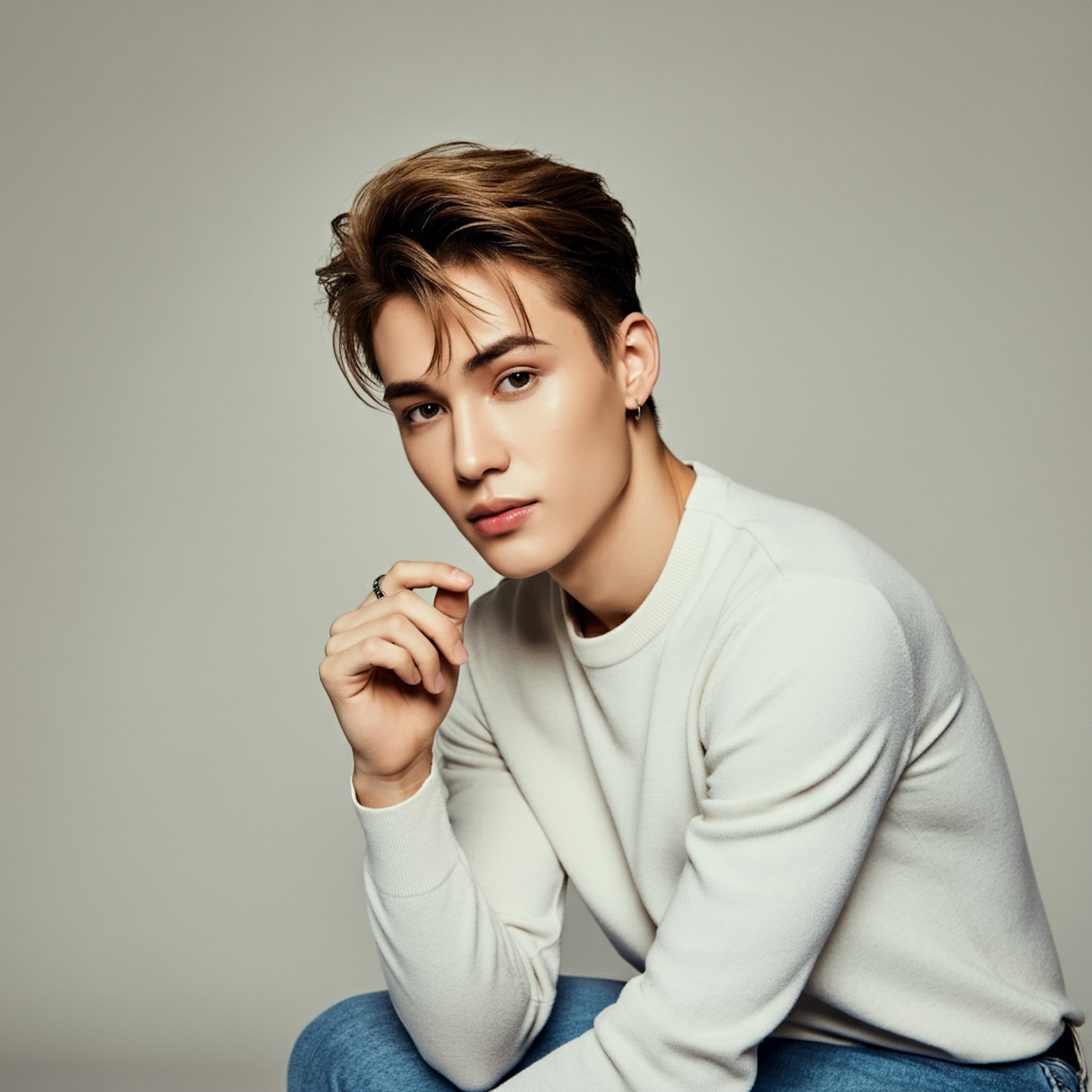 portrait of a young man with a sharp jawline