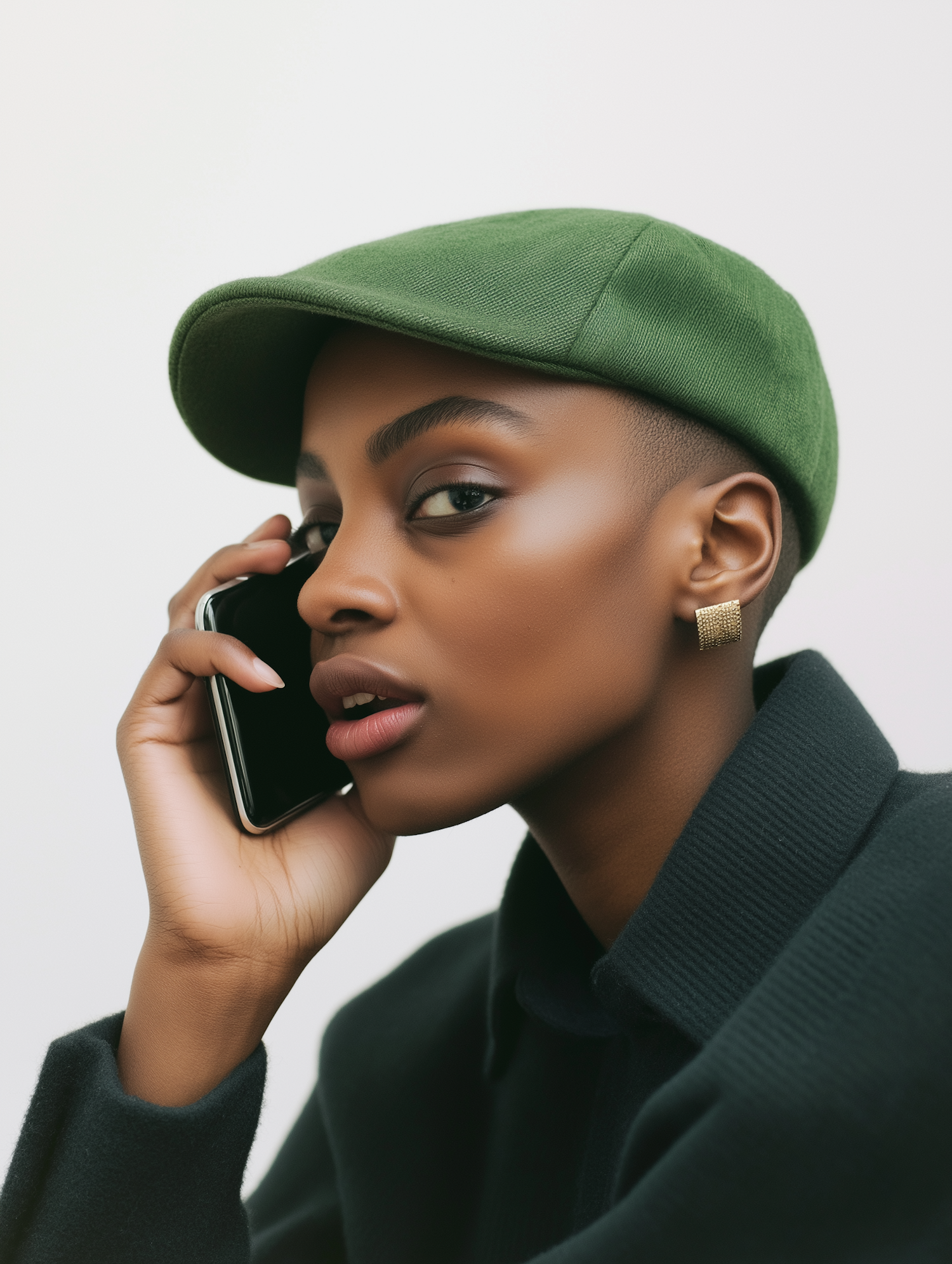 Person on Phone with Green Cap