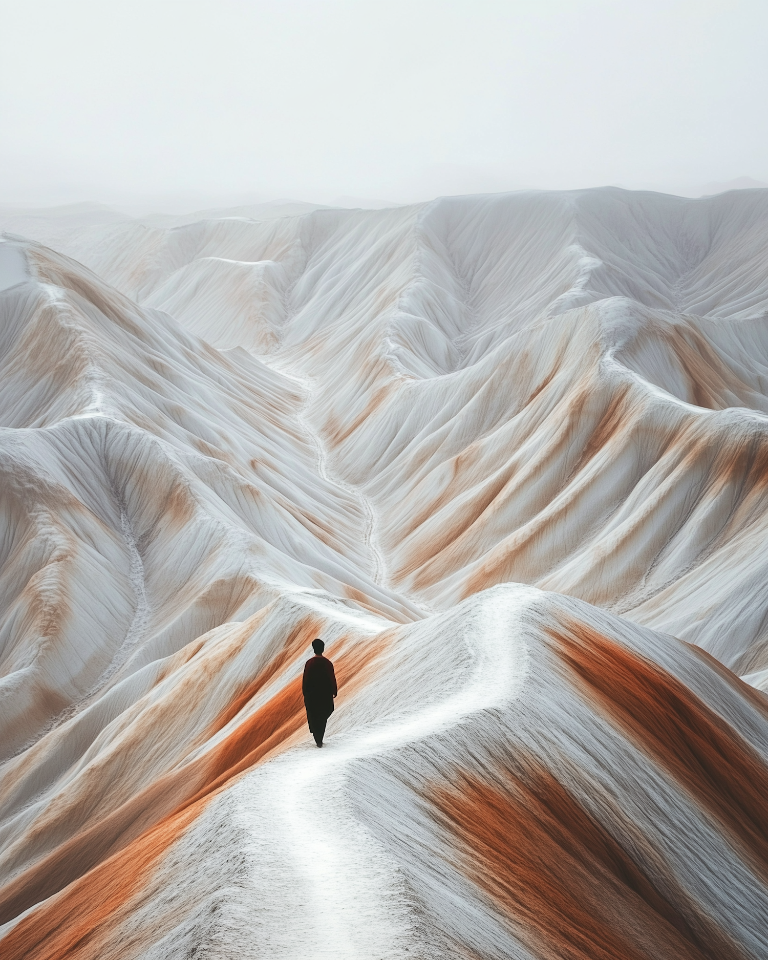 Solitary Figure in Sand Dunes