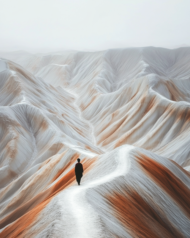 Solitary Figure in Sand Dunes