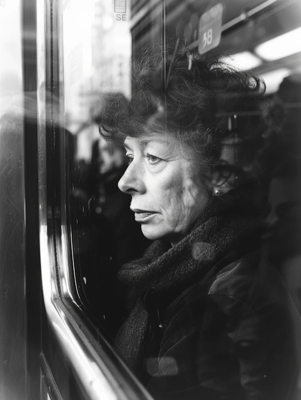 Pensive Woman in Transit